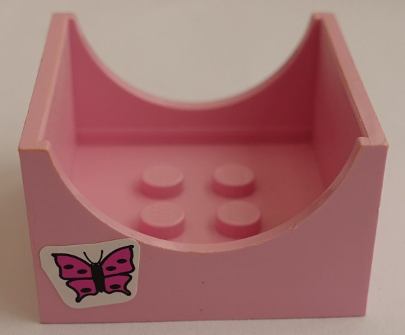 Lego Container, Box 4 x 4 x 2 Bottom with Semicircle Cutout Ends with Butterfly Pattern on Both Sides (Stickers) - Set 6547