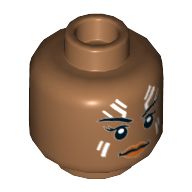 Lego Minifig Head Valkyrie, Eyebrows, White Tattoos on Forehead and Cheeks Print / Medium Nougat