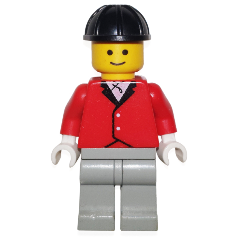 Lego Man, Red Riding Jacket, Light Gray Legs, Black Hard Hat (3626a head)