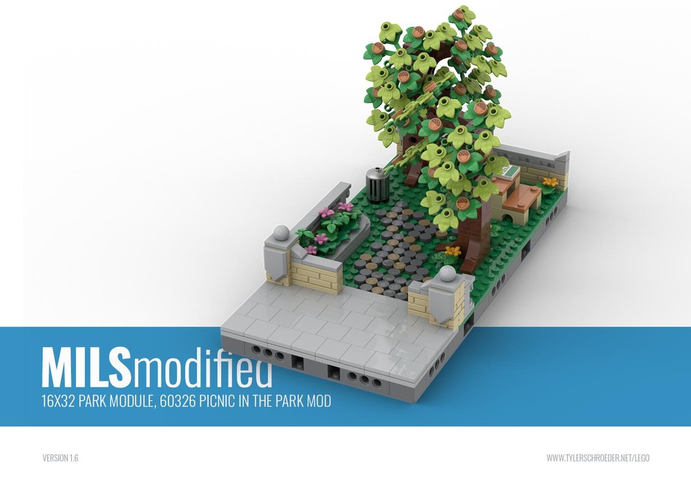 Lego MILS Modified 16x32 Park Module, 60326 Picnic in the Park Mod