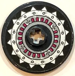 Technic, Disk 3 x 3 with Silver Metal Plates with Spikes and Rivets and Magenta Highlights Pattern (Sticker) - Set 70434