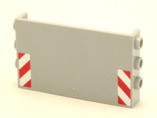 Lego Panel 1 x 6 x 3 with Studs on Sides with Red and White Danger Stripes (Red Corners) Half Height Pattern (Stickers) - Set 4204