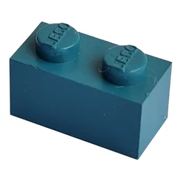 Modulex Brick 1 x 2 with LEGO on Stud / Modulex Teal Blue