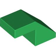 Lego Brick Sloped 45° 2 x 1 with 2/3 Inverted Cutout and no stud / Green