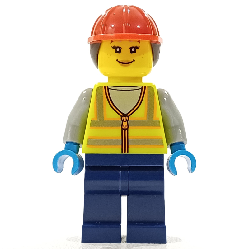 Lego Ground Crew, Vibrant Yellow Safety Vest, Ponytail