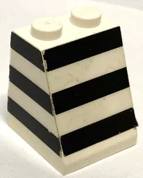 Slope 65 2 x 2 x 2 without Bottom Tube with 3 Horizontal Black Stripes Pattern Model Left Side (Stickers) - Set 1554