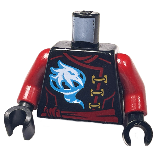 Lego Torso Robe with Gold Clasps, Bird, Dark Red Sash and Emblem and Wings on Back Print, Dark Red Arms, Black Hands / Black