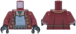 Torso Female Military Coat Open with Dark Orange Trim and Clasps over Sand Blue Top with Dark Bluish Gray Ruffles and Striped Shirt Pattern / Dark Red Arms / Black Hands / Dark Red