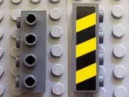 Brick, Modified 1 x 4 with Studs on Side with Black and Yellow Danger Stripes Pattern (Sticker) - Set 7781