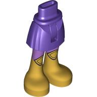 Lego Minidoll Hips and Mid-Length Shorts with Lavender Legs, Gold Boots print / Dark Purple