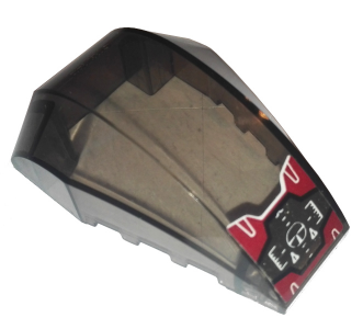 Lego Windscreen 6 x 4 x 2 Wedge Curved with White Crosshairs on Gold and Dark Red Background Pattern (Sticker) - Set 7714