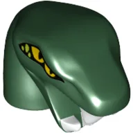 Minifig Head Special, Snake with Short Neck with Double Eyes Print (Ninjago) / Dark Green