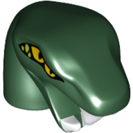 Lego Minifig Head Special, Snake with Short Neck with Double Eyes Print (Ninjago) / Dark Green