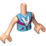 Lego Minidoll Torso Girl with Azure Shirt with Dark Pink Band, White Top, Star Pendent, Tan Chest and Light Nougat Arms / Light Nougat