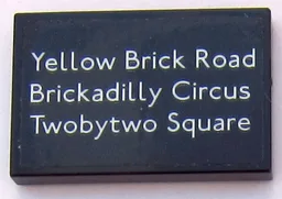 Tile 2 x 3 with White 'Yellow Brick Road', 'Brickadilly Circus', and 'Twobytwo Square' Pattern (Sticker) - Set 10258