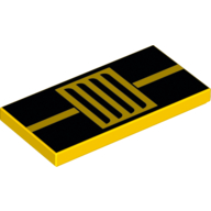 Lego Tile 2 x 4 with Vent Grille over 2 Thick Black Stripes print