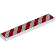 Tile 1 x 6 with Red Danger Stripes Print / White