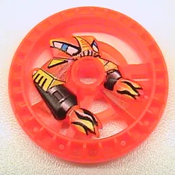 Technic Disc 5 x 5 Notched, Flame with Robot Print / Trans-Neon Orange