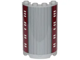 Cylinder Half 2 x 4 x 5 with 1 x 2 Cutout with SW Cloud City Black Lines, Gray Stripes and Dark Red Wall Ornament Pattern (Sticker) - Set 75222