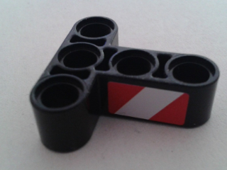 Lego Technic, Liftarm, Modified T-Shape Thick 3 x 3 with Red and White Danger Stripes Pattern on Both Sides Model Left Side (Stickers) - Set 8053