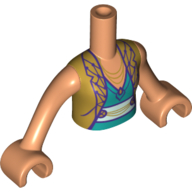 Lego Minidoll Torso Girl with Dark Turquoise Top, Gold Jacket, Nougat Arms / Nougat
