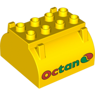 Lego Duplo Container Tank Upper Section with Stripes and Octan Logo Print / Yellow