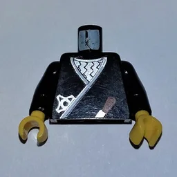 Torso, Robe, Brown Dagger, Silver Star, Silver Zigzags Print, Black Arms, Yellow Hands / Black