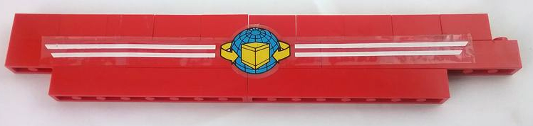 Lego Stickered Assembly 21 x 1 x 3 with Box and Arrows and Globe on White Stripes Pattern Model Left Side (Sticker) - Set 6542