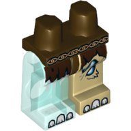 Lego Hips and Tan Left Leg, Trans-Light Blue Right Leg with Fur, Loincloth, Glowing Bones and White Toenails Print / Dark Brown