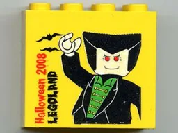 Brick 2 x 4 x 3 with Halloween 2008 and Dracula Minifigure Pattern