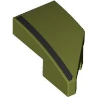 Brick Wedged, Curved 2 x 1 with Stud Notch Left with Black Stripe Print