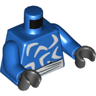 Lego Torso Bodysuit, White Sash and Boomerangs Print (Captain Boomerang), Blue Arms, Black Hands / Blue