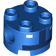 Lego Brick Round 2 x 2, Pin Holes with Dark Blue Toad Pit Crew Torso, White Buttons print / Blue