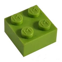 Modulex Brick 2 x 2 with M on Studs / Modulex Pastel Green