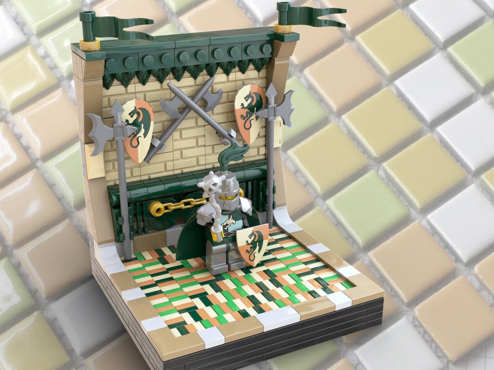 Lego Green Dragons Knights Display (Kingdoms) with tile floor