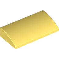 Lego Brick Curved 2 x 4 x 2/3 No Studs, with Bottom Tubes / Bright Light Yellow