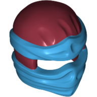 Lego Wrap with Short Back Knot, Dark Azure Pattern / Dark Red