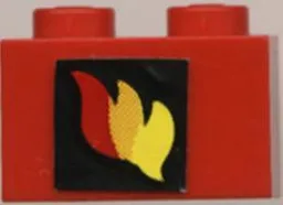 Brick 1 x 2 with Classic Fire Logo Pattern (Sticker) - Sets 4025 / 6685