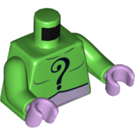 Lego Torso Bodysuit, Black Question Mark on Chest and Back and Lavender Belt Print (The Riddler), Bright Green Arms, Lavender Hands / Bright Green