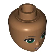 Minidoll Head, Green Eyes, Pale Pink Lips and Open Mouth Print / Medium Nougat