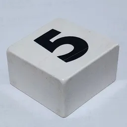 Duplo Tile 2 x 2 x 1 with '5' Print / White