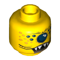 Lego Minifig Head Snake, Single Eye, Spots, and Jagged Teeth Print / Yellow