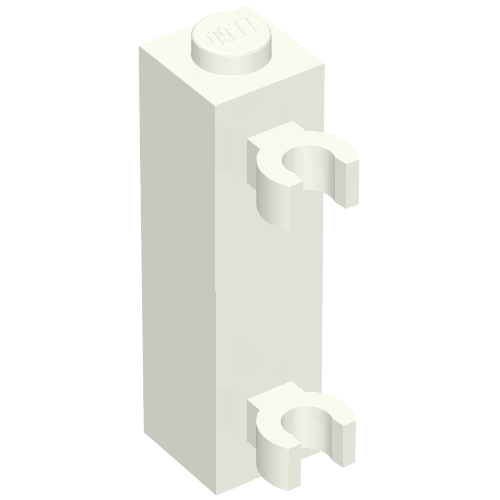 Lego Brick Special 1 x 1 x 3 with 2 Clips Vertical [Solid Stud, Thick U Clips] / White