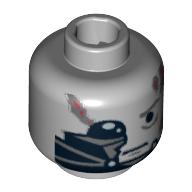 Lego Minifig Head Darth Vader, Scars, Cuts and Broken Mask over Right Eye Print [Blocked Open Stud] / Light Bluish Gray