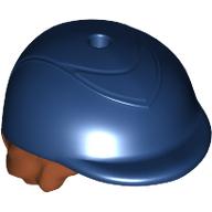 Lego Hair and Hat, Short Dark Orange with Riding Helmet / Dark Blue