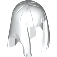 Lego Hair Long Straight with Bangs - Rubber / White