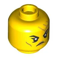 Minifig Head Empress Beatrix, Gold Circuitry, Angry Open Mouth Teeth/Close Mouth Print / Yellow