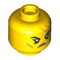 Lego Minifig Head Empress Beatrix, Gold Circuitry, Angry Open Mouth Teeth/Close Mouth print / Yellow