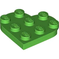 Plate Angled 3 x 3 with Heart Shape / Bright Green