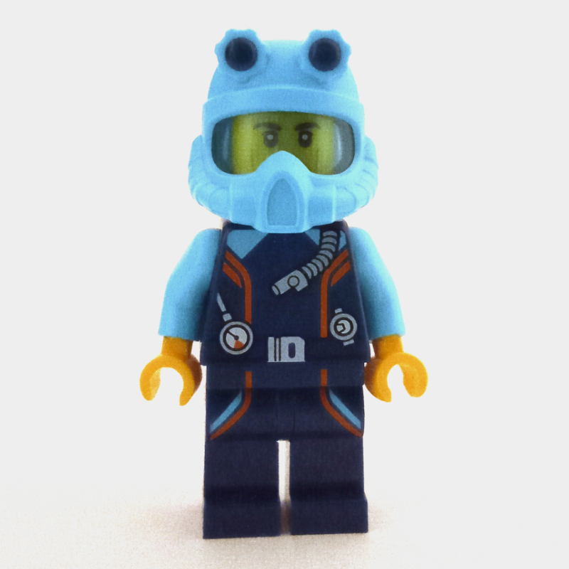 Lego Ocean Explorer Diver, Dark Blue Wetsuit, Medium Azure Helmet